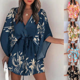 Giselle Boho Shirt Dress With V-Neck and Floral Print