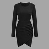 Britney - Elegant long-sleeved mini dress with asymmetric hem