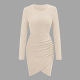 Britney - Elegant long-sleeved mini dress with asymmetric hem