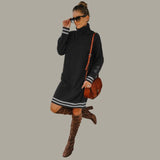 Hara - Cosy turtleneck jumper dress with contrasting stripes