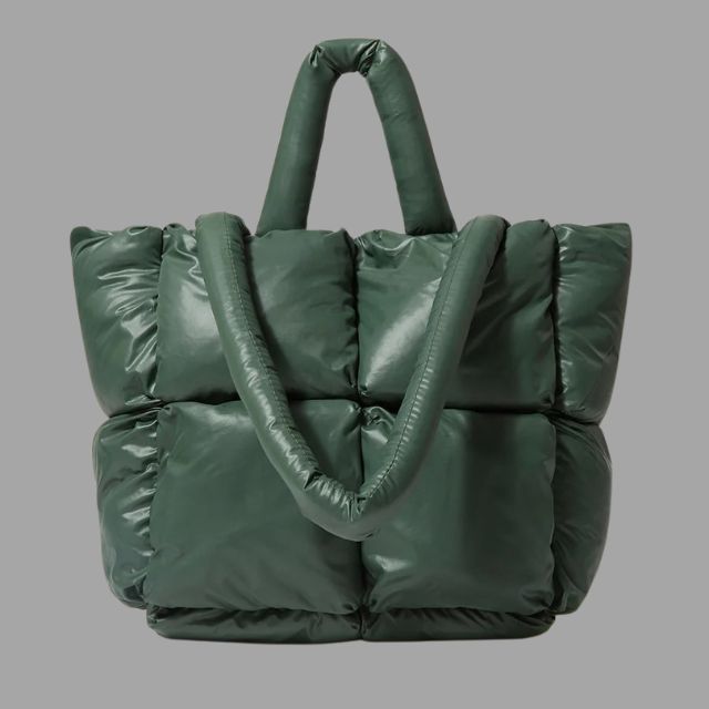 Aurora - Metallic puffer carrier bag with ruffled design