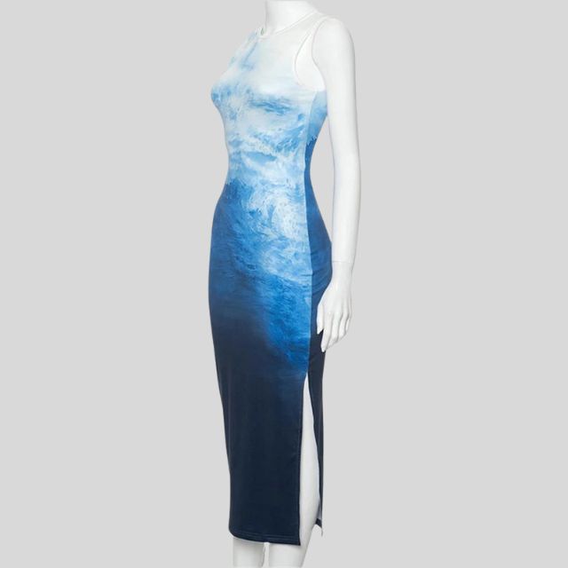 Mia - Ombre midi dress with oceanic colours