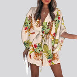 Giselle Boho Shirt Dress With V-Neck and Floral Print