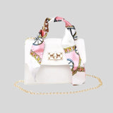 Kezia - Classic handbag with silk scarf and chain detail