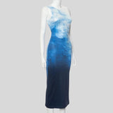 Mia - Ombre midi dress with oceanic colours