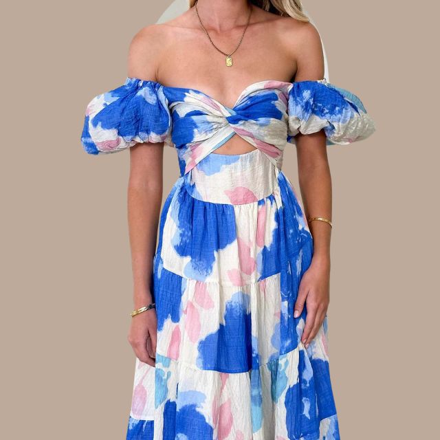 Bella - Boho maxi dress with off the shoulder straps