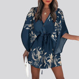 Giselle Boho Shirt Dress With V-Neck and Floral Print