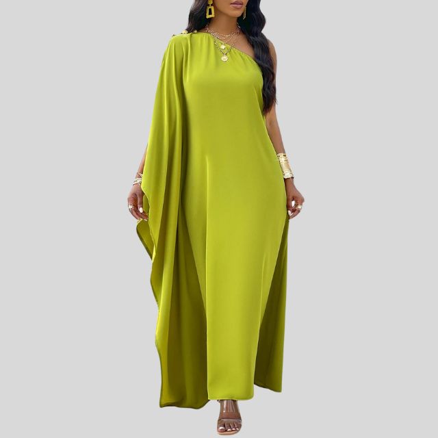 Lorelei - Single-coloured maxi dress with flowing sleeves