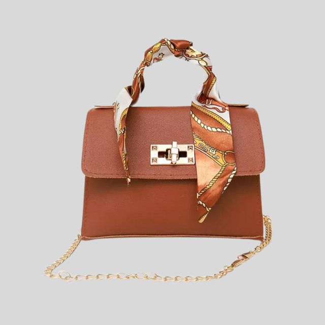 Kezia - Classic handbag with silk scarf and chain detail