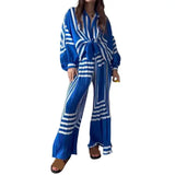 Amara - Striking striped shirt and wide-leg trousers