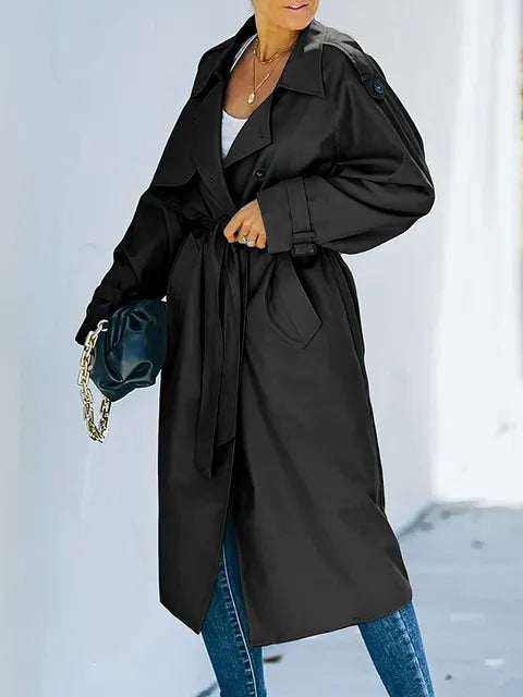 Double Breasted Long Trench Coat