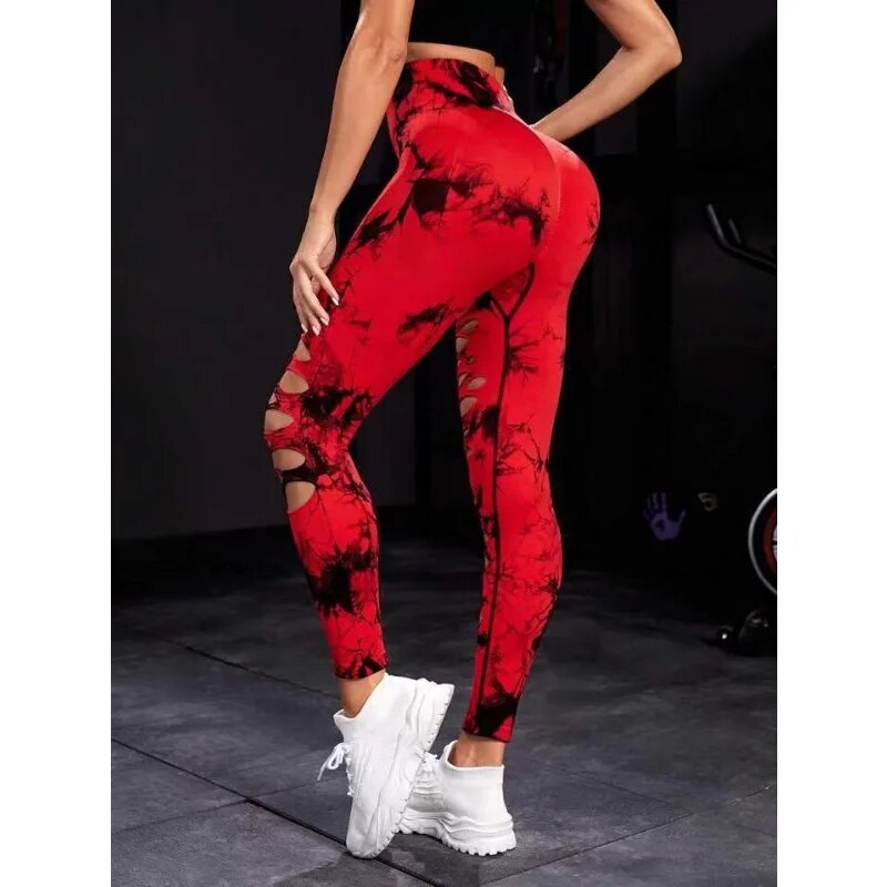 Lizzy - Women's Cropped Tie Dye Fitness Leggings