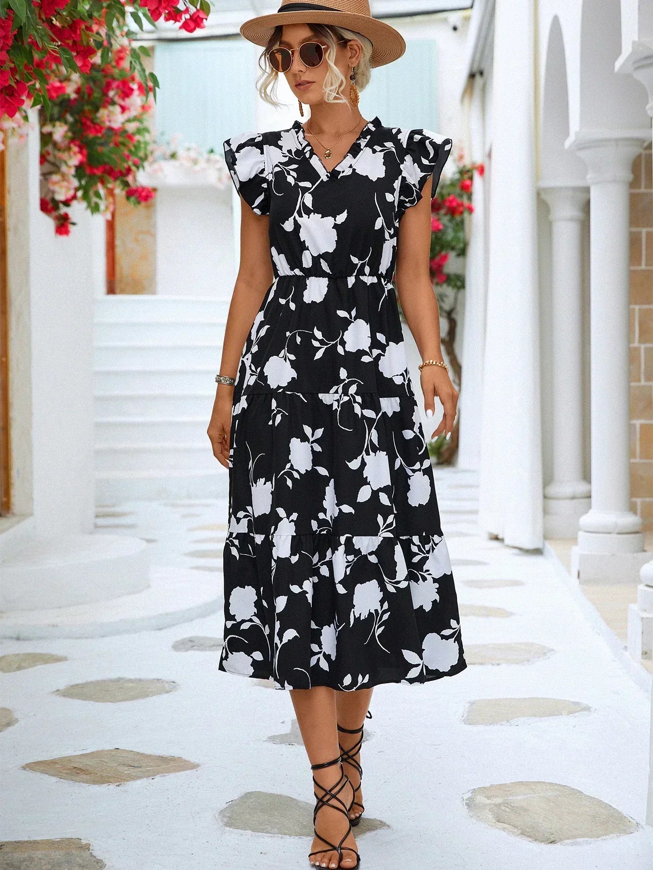 Lucinda | Elegant Summer Dress with Floral Print