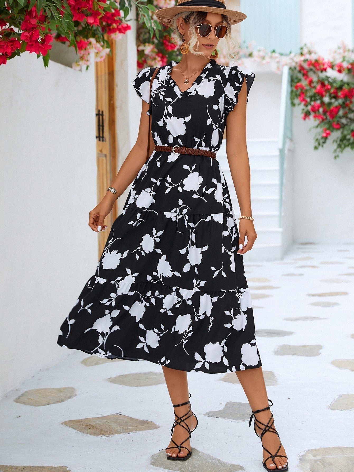 Lucinda | Elegant Summer Dress with Floral Print