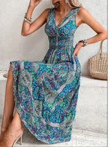 Philomena - High-waisted sleeveless bohemian dress