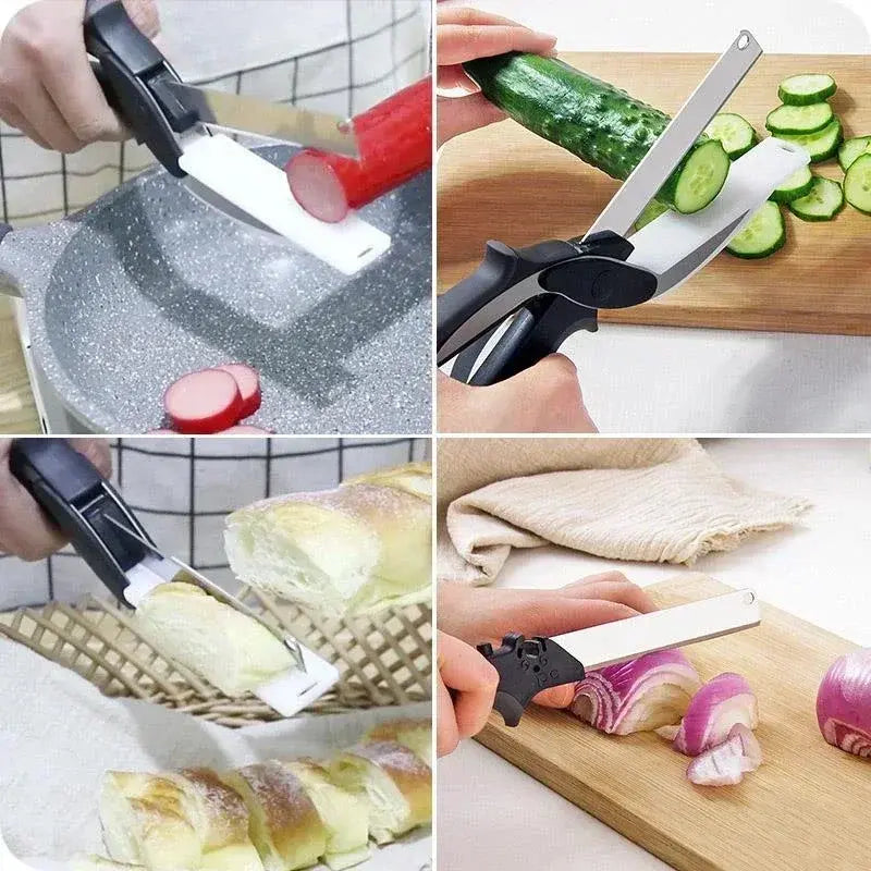 Slim Chopper Scissors  2 In 1 Multi Kitchen Tool Fruit Knife