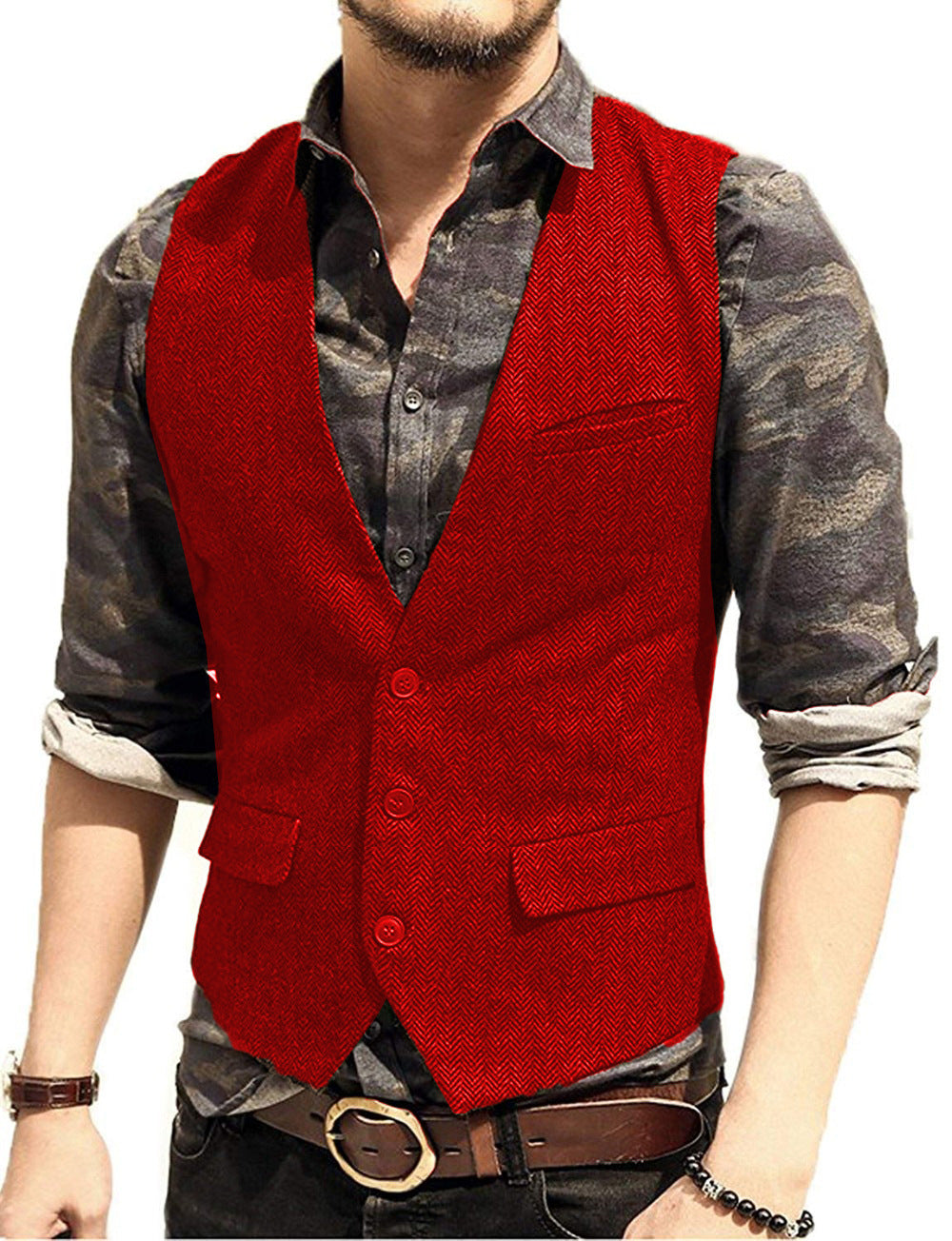 Dominic - Sleeveless waistcoat with textured details