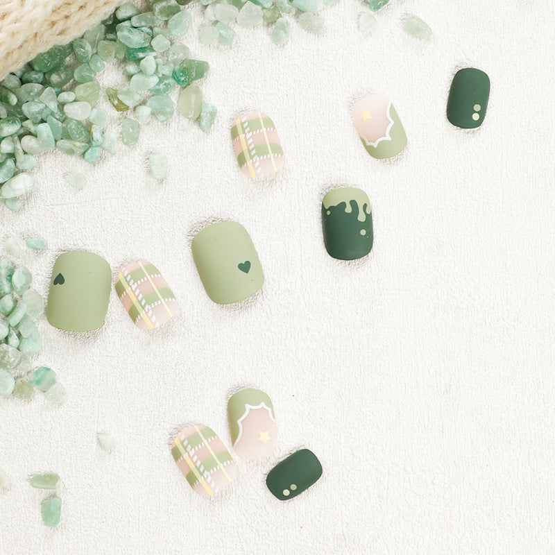 Cute Matcha Creamy Green Women Wear Armor Nail Stickers