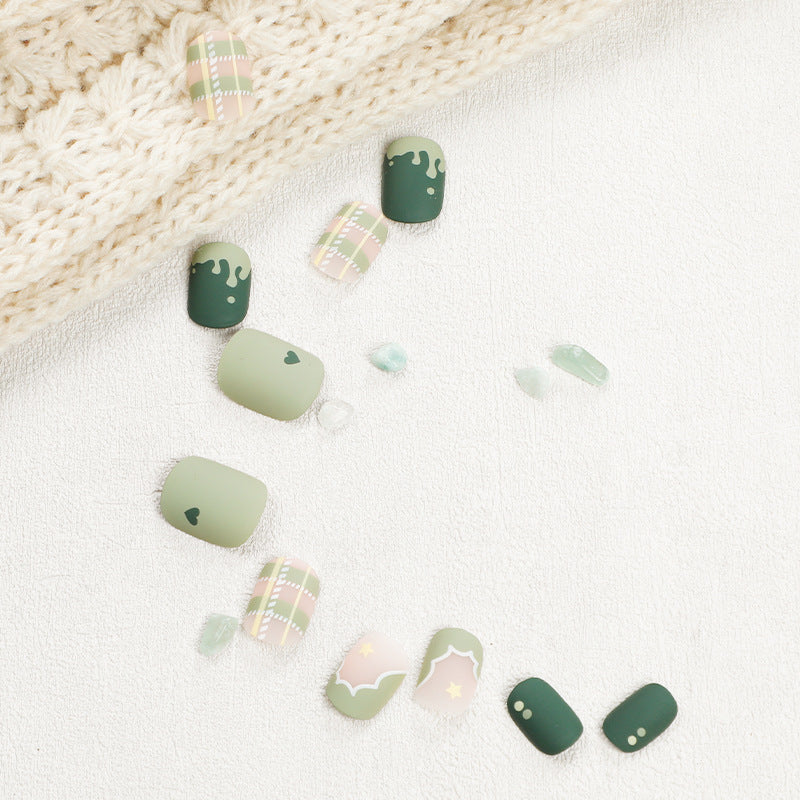 Cute Matcha Creamy Green Women Wear Armor Nail Stickers