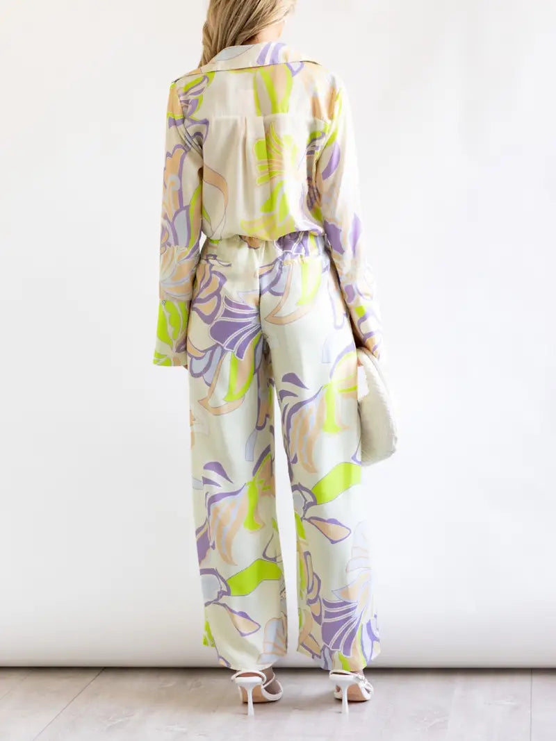 Ramona - Casual floral tops with trousers summer set