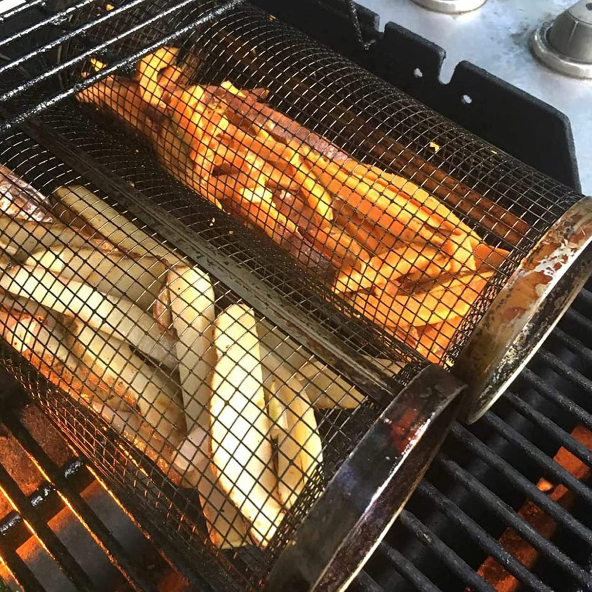 Rolling BBQ Grilling Basket