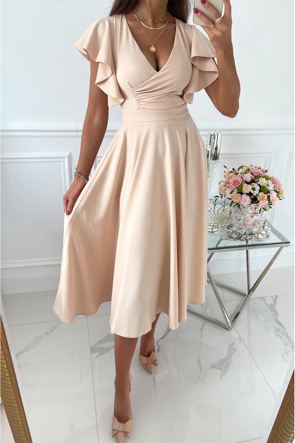 Jolene - Ladies casual dress Sexy V-neck loose dress