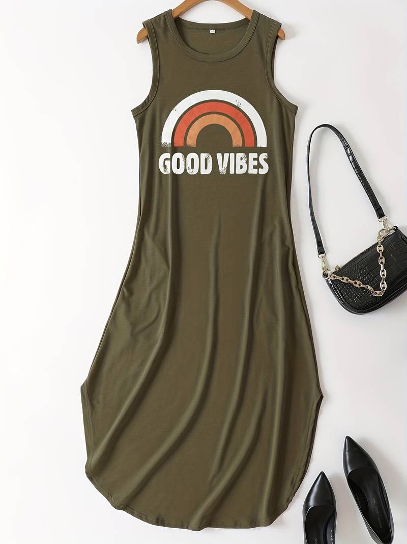 Good Vibes - Long dress with letter print