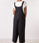 Literary cotton and linen strap casual jumpsuit