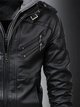 Lars - Leather jacket with hood