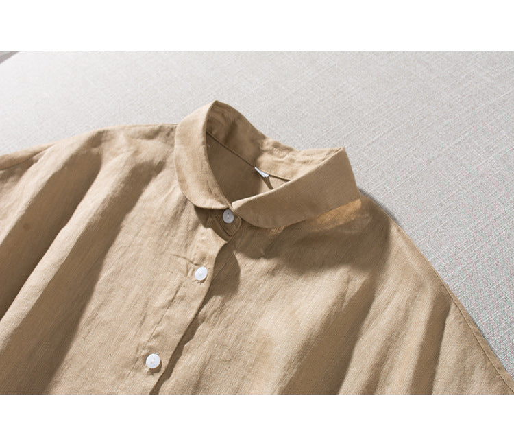 Fresh style loose linen shirt