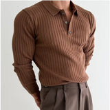 Long sleeve knitted polo shirt for men