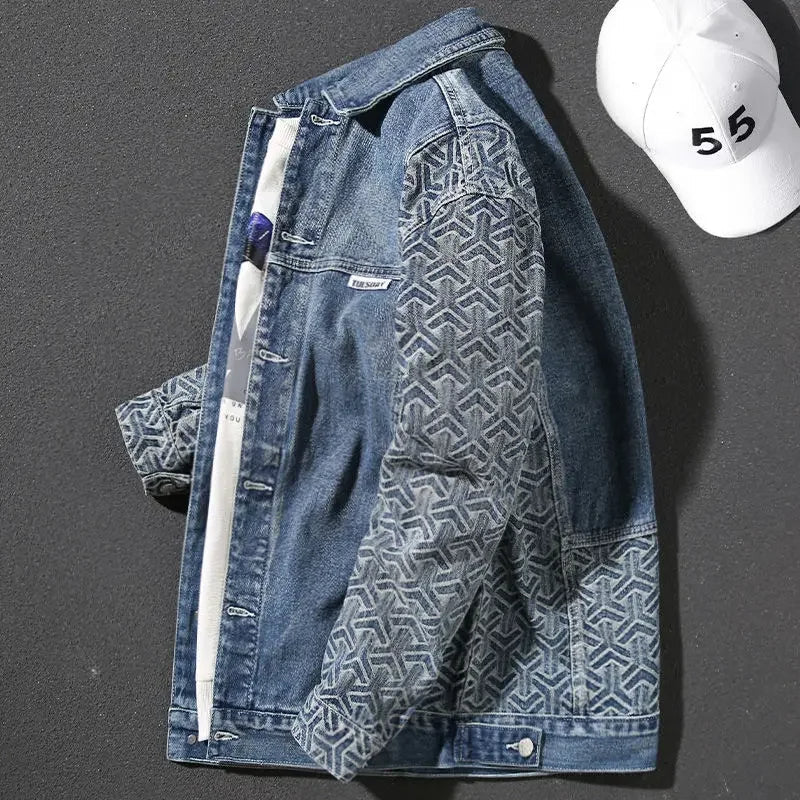 Elliott - Denim jacket with patterned sleeves