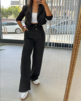 Two-piece Suit with Double-waisted Trousers