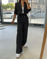 Two-piece Suit with Double-waisted Trousers