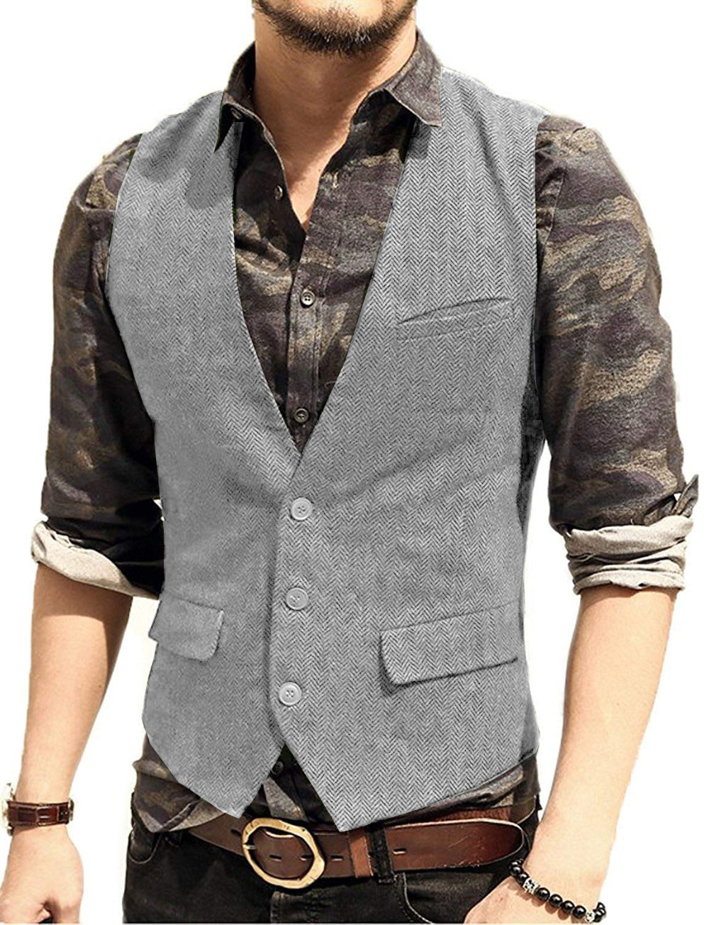 Dominic - Sleeveless waistcoat with textured details