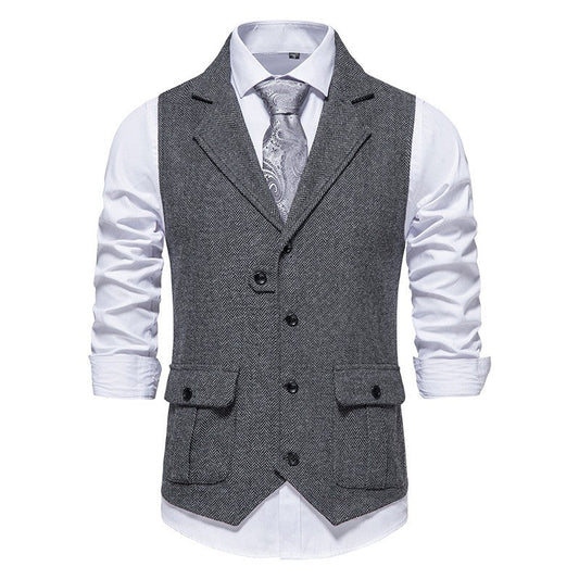 Daniil - Sleeveless waistcoat with lapel pocket for men