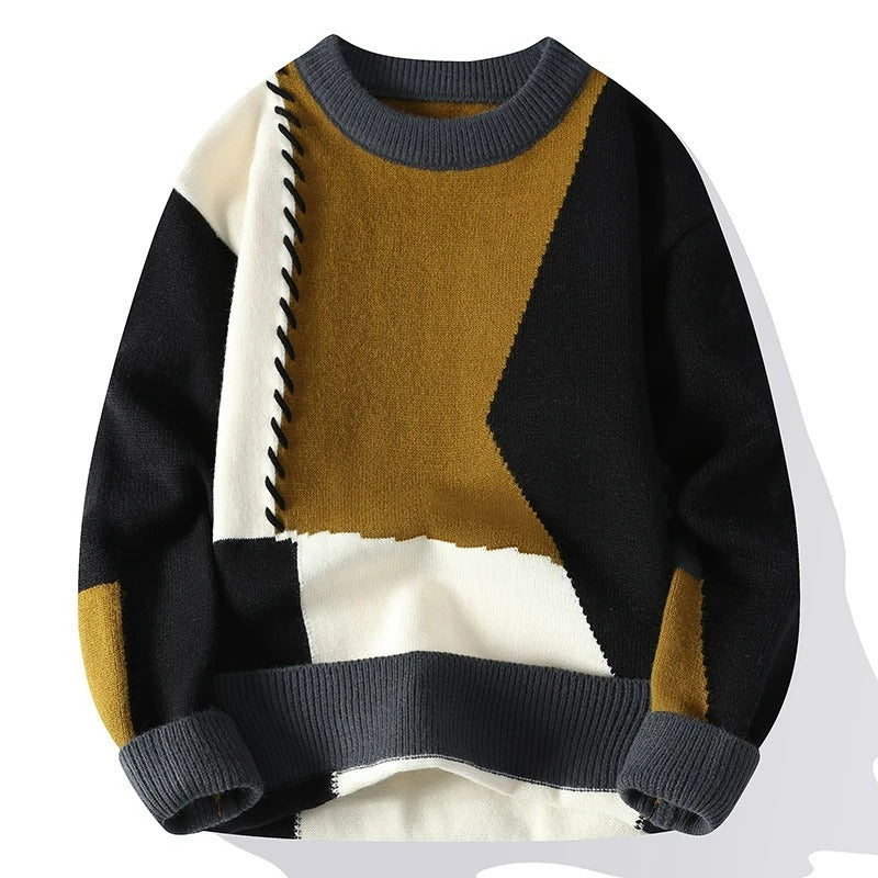 Warm Turtleneck Stylish Patchwork Sweaters for Men