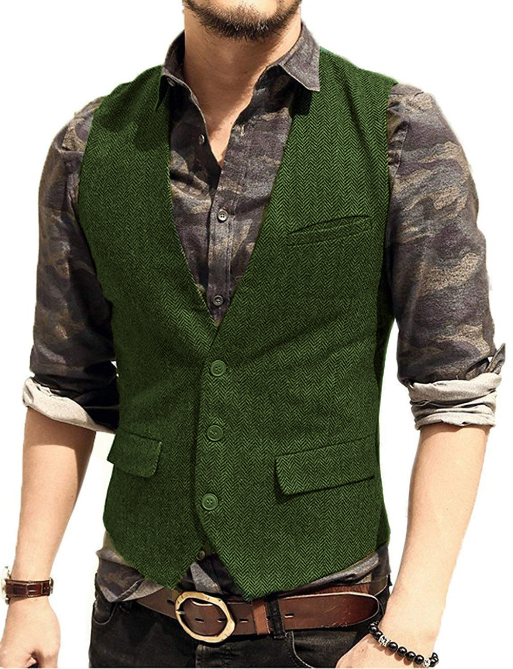 Dominic - Sleeveless waistcoat with textured details