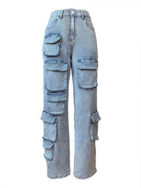 Thara - Stretch Denim Cargo Trousers for Women