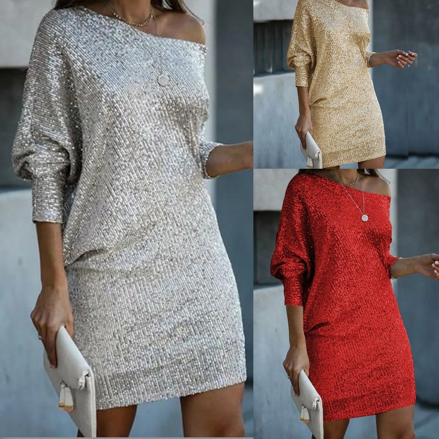 Bliss - Contrasting sequin mini dress