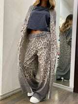 CANDE - Leopard print cardigan and trousers set