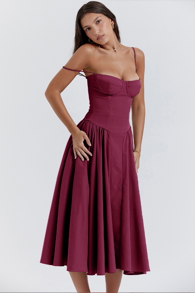 Victoria | Sleeveless midi dress with corset fit - Attractive fit