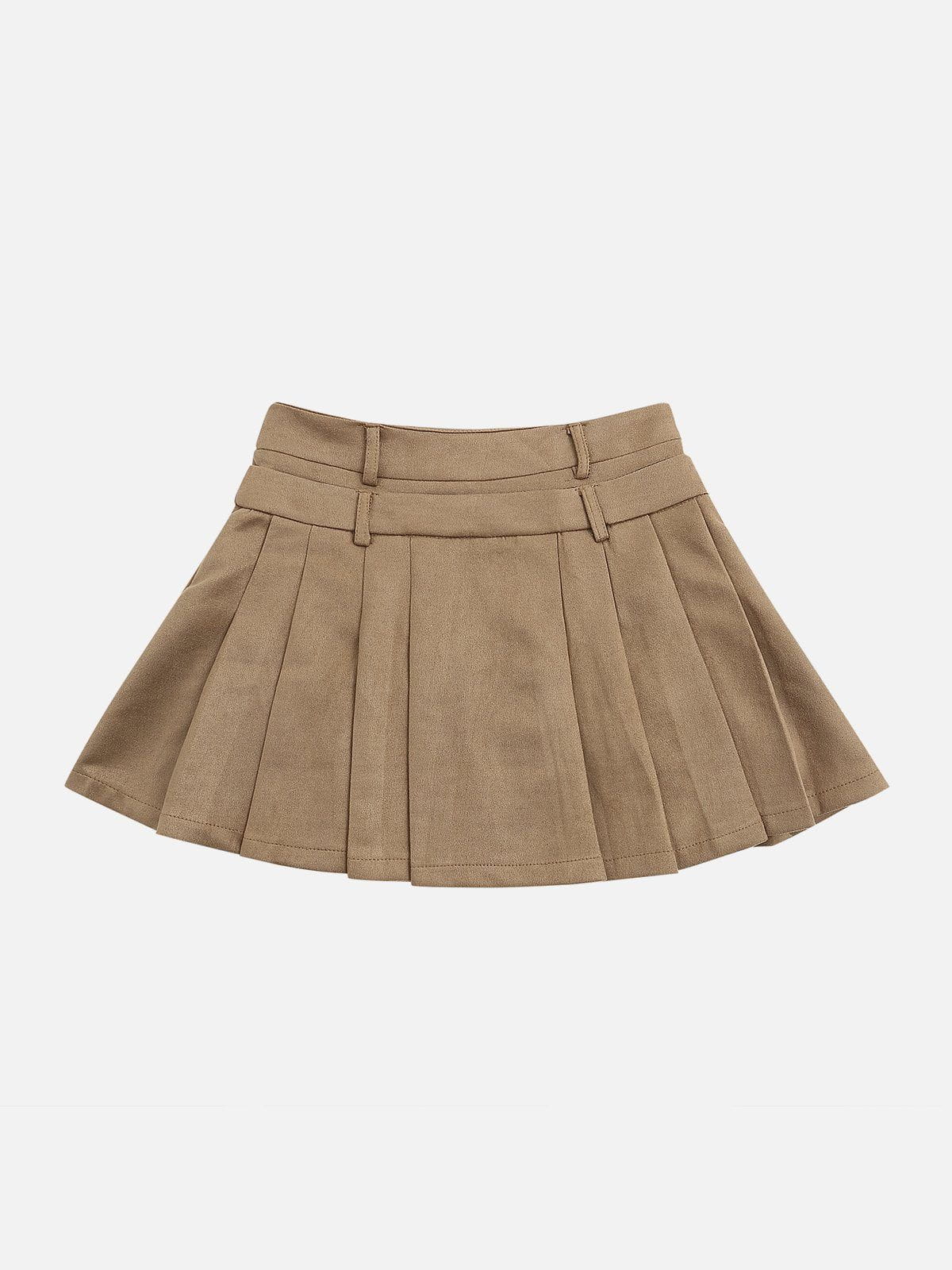 Elegant suede skirt with double belt