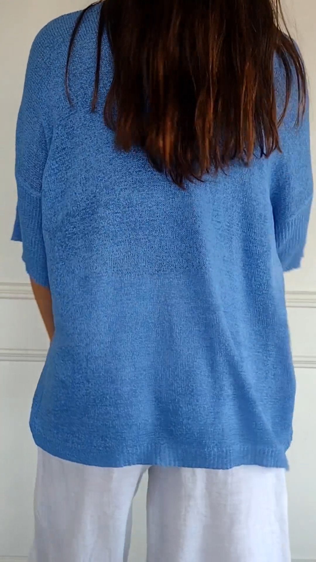 Solene™ plain knit sweater with V-neckline