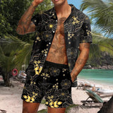 MEN'S HAWAIIAN SHORT SLEEVE SHIRT SHORT SET 08427991YM