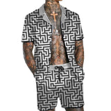 MEN'S HAWAIIAN BEACH CASUAL FASHION TWO-PIECE SET 43193928YM