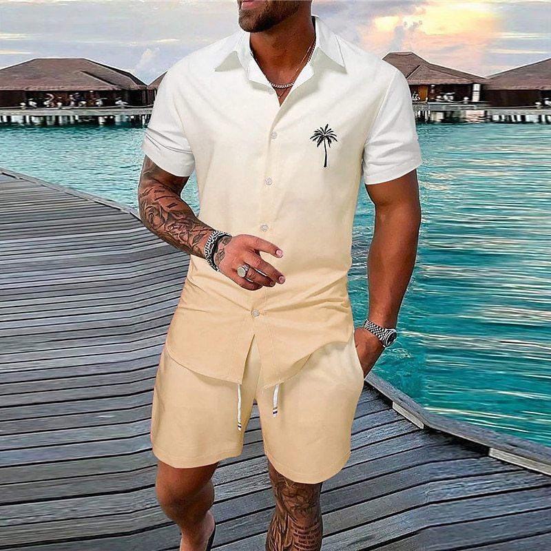 Men's Hawaii Printed Short-sleeve Shirt and Shorts Suit 01788863YY