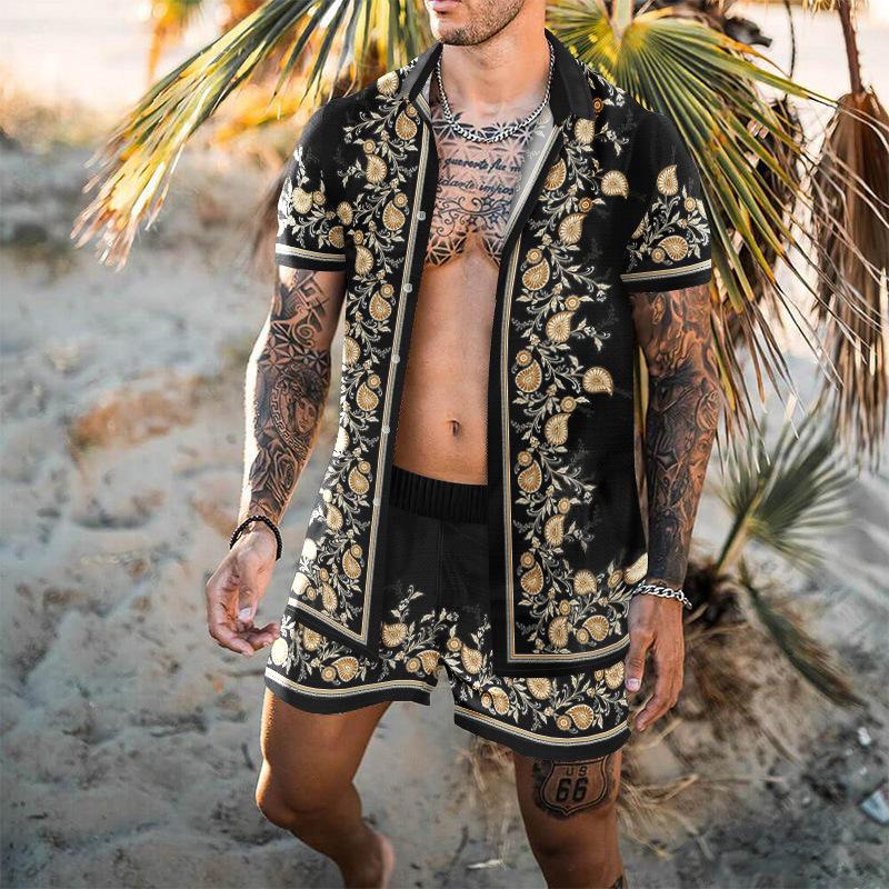 MEN'S HAWAIIAN SHORT SLEEVE SHIRT SHORT SET 47499862YM