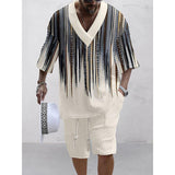 MEN'S ART CASUAL PRINT SHORTS SET 24883648YM