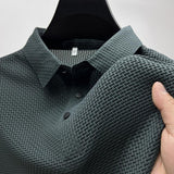 Summer High-end Mesh Ice Silk Short-sleeved Paul Slippery Polo Shirt